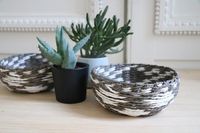 Panier rond "Yala" gris/blanc