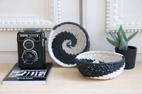 Panier rond "Yala" noir/blanc
