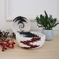 Panier rond "Yala" rouge/blanc