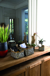 Panier de rangement noir et naturel "Zebra" S
