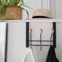 Patère 6 crochets "Helsinski" noir et bois