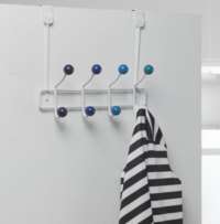 Patère de porte blanche 8 crochets tons bleus "Galaxie"