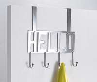 Patère de porte métal 4 crochets "Hello"