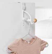 Patère de porte blanche avec porte-cintre et crochet bois "Sigma"