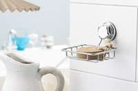 Porte-savon ou éponge à ventouse argent "Bestlock"