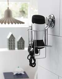 Porte sèche-cheveux à ventouse argent "Bestlock"