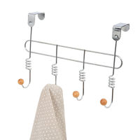 Patère de porte métal 4 crochets bois "Spirale"