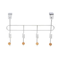 Patère de porte métal 4 crochets bois "Spirale"