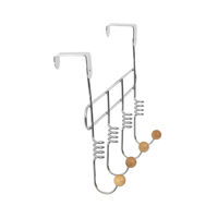 Patère de porte métal 4 crochets bois "Spirale"