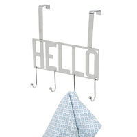 Patère de porte métal 4 crochets "Hello"