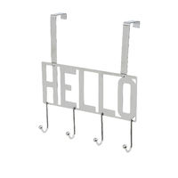 Patère de porte métal 4 crochets "Hello"