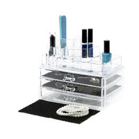 Coffret de rangement maquillage et bijoux 3 tiroirs transparent