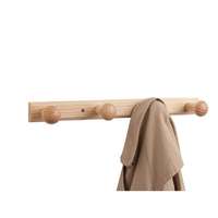 Patère murale en bois naturel brut 4 crochets