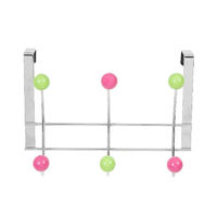 Patère de porte métal 6 crochets roses et verts "Candies"