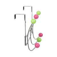 Patère de porte métal 6 crochets roses et verts "Candies"