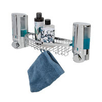 Tablette murale avec double distributeur de savon chromé