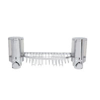 Tablette murale avec double distributeur de savon chromé