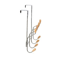 Patère de porte métal 8 crochets bois "Drop"