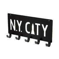 Patère murale noire 5 crochets "N.Y. City"
