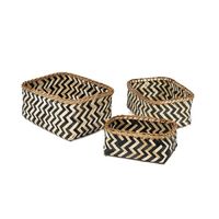 Lot de 3 paniers de rangement noirs et naturels "Zebra"