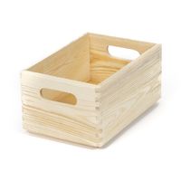 Casier de rangement rectangulaire en pin naturel "Box" S