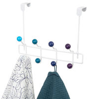 Patère de porte blanche 8 crochets tons bleus "Galaxie"