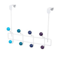 Patère de porte blanche 8 crochets tons bleus "Galaxie"