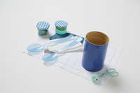 Pot en bambou laqué bleu "Danang" grand modèle