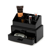 Coffret de rangement maquillage et bijoux 2 tiroirs noir