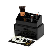 Coffret de rangement maquillage et bijoux 2 tiroirs noir