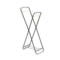 Portant double noir en métal avec barres en bois "Sven"