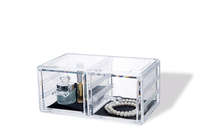 Boite de rangement maquillage et bijoux 2 tiroirs transparent