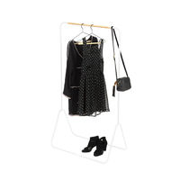 Portant blanc en métal arrondi avec barre en bois "Elias"