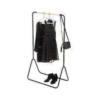 Portant noir en métal arrondi avec barre en bois "Elias"