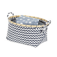 Panier de rangement bleu marine "Zig-zag"
