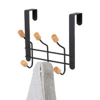 Patère de porte noire 6 crochets bois "Helsinki"