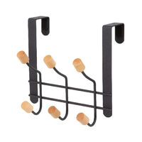 Patère de porte noire 6 crochets bois "Helsinki"