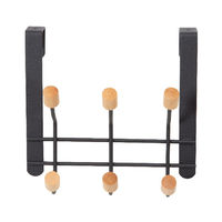 Patère de porte noire 6 crochets bois "Helsinki"