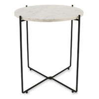 Table d'appoint ronde en marbre blanc "Agneta"