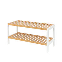 Étagère range-chaussures 2 niveaux blanc/bois "Akira"