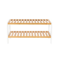 Étagère range-chaussures 2 niveaux blanc/bois "Akira"