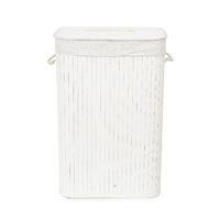 Panier à linge rectangulaire blanc "Bambou"