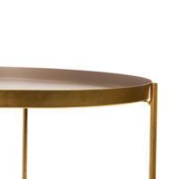 Table d'appoint ronde taupe et métal doré "Elisa"