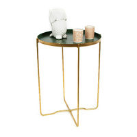 Table d'appoint ronde verte et métal doré "Elisa"