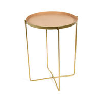 Table d'appoint ronde rose et métal doré "Elisa"