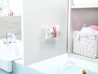 Rangement mural auto-adhésif pour maquillage 4 compartiments "Vision"