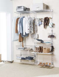 Kit de rangements muraux dressing chromés sur crémaillère "Walltech"