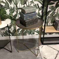 Table d'appoint "Elisa" taupe et métal doré