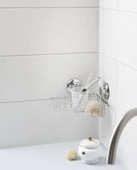 Etagère d’angle à ventouses argent "Bestlock"